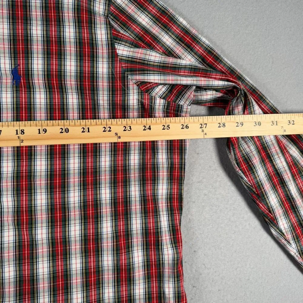 Vintage Polo Ralph Lauren Lowell Button Up Shirt Mens‎ 17.5-36 Red Plaid Casual